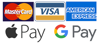 Payment Methods: Visa, Mastercard, American Express, Apple Pay, Google Pay